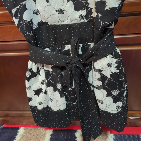 Mixit Tank Top Draped Sweetheart Floral & Dots Black White Summer NWT Medium - Picture 6 of 13